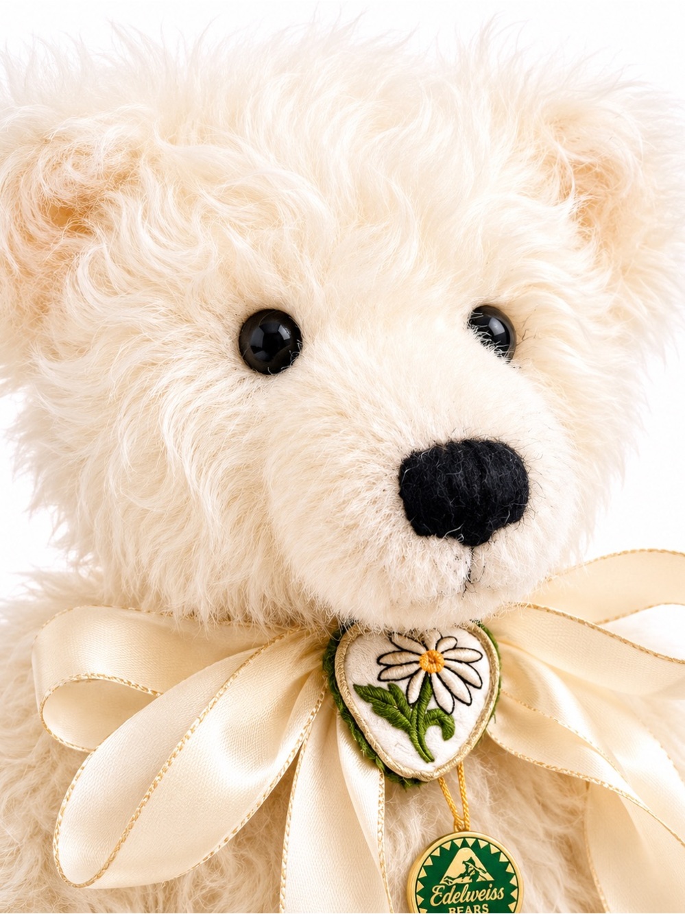 BEAUTIFUL!! Hermann White German Mohair Edelweiss Musical Bear! - Picture 2 of 9